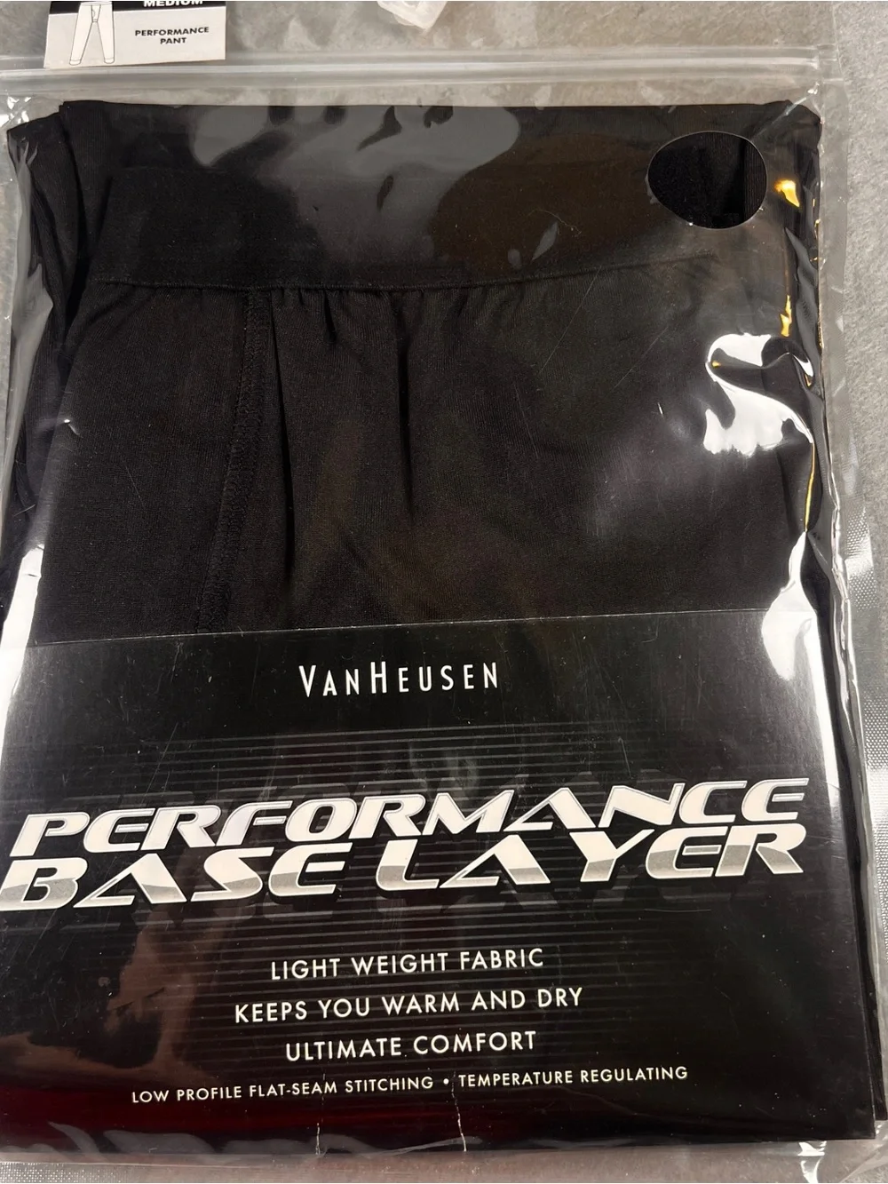 Van Heusen Performance Base Layer Pants Mens M Black Thermal New In Package
